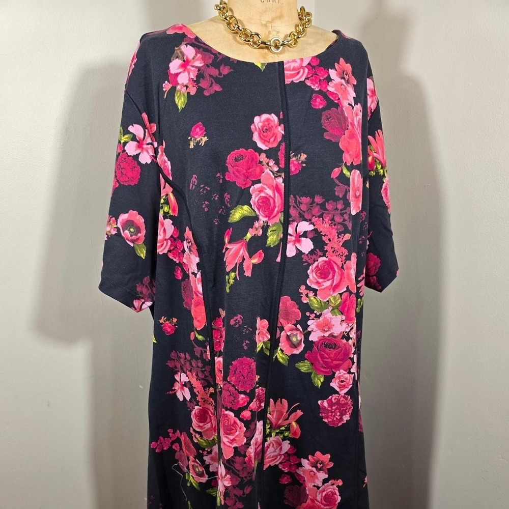 Roaman's black floral maxi dress size 34W - Picture 3 of 5